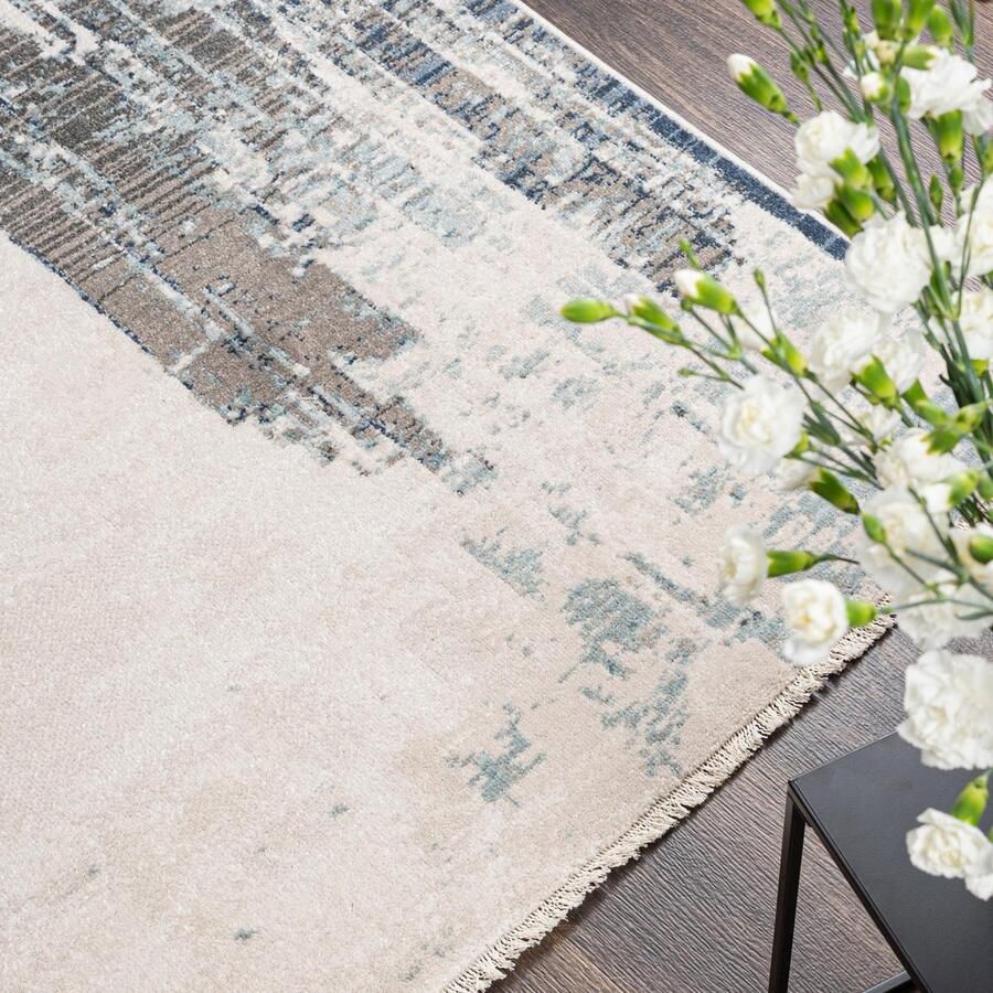 Mazovia Tapijt Beige Modern Abstract Woonkamer Rechthoek Voeten Vloerverwarming OEKO-TEX Certificaat Crème 160 x 225 cm