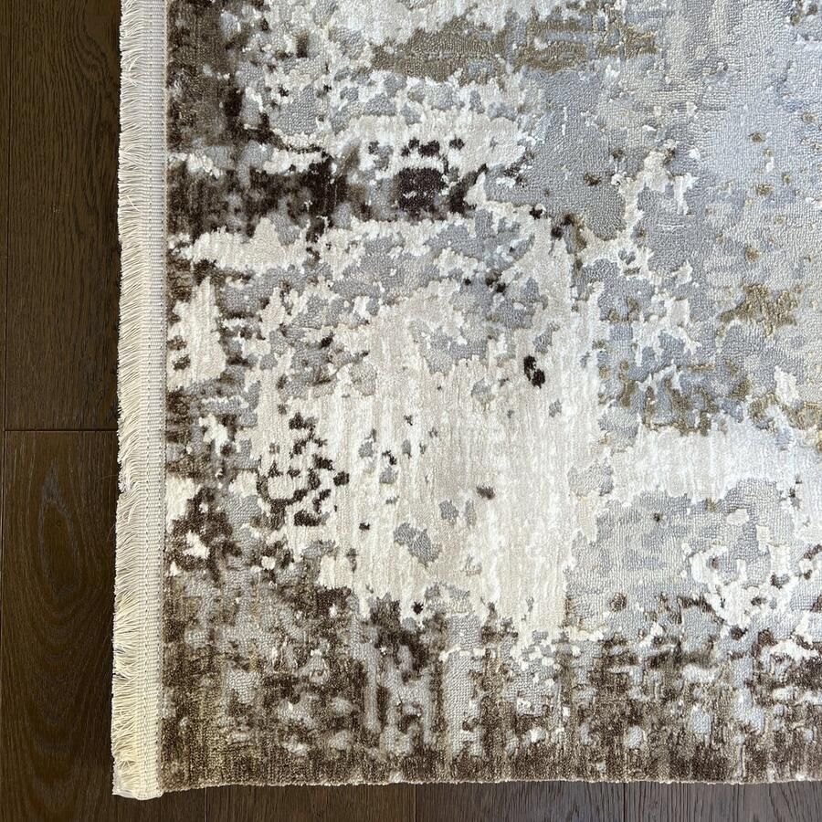 Mazovia Tapijt Beige Modern Abstract Woonkamer Rechthoek Voeten Vloerverwarming OEKO-TEX Certificaat Grafiet Crème 80 x 150 cm