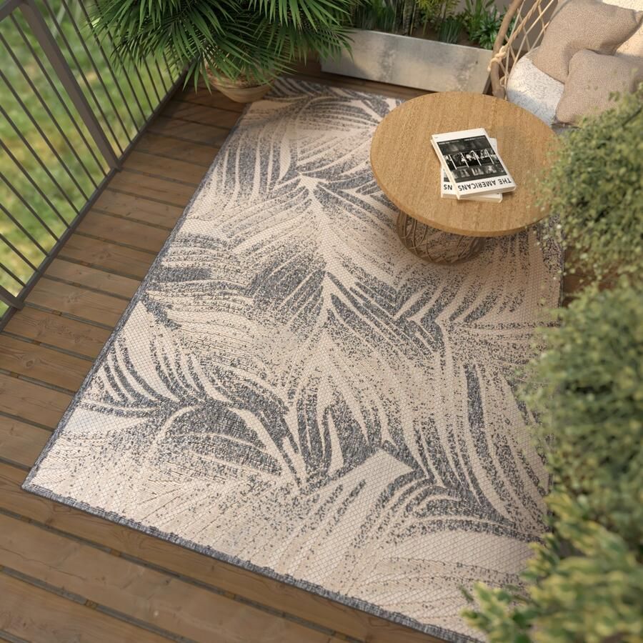 Mazovia Tapijt Beige Modern Bloemen en Planten Woonkamer Rechthoek Voeten Vloerverwarming OEKO-TEX Certificaat Traditioneel Oosters Grafiet Crème 140 x 200 cm