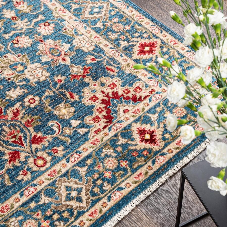 Mazovia Tapijt Blauw Klassiek Traditioneel Klassiek Symmetrisch patroon Woonkamer Rechthoek Voeten Vloerverwarming OEKO-TEX Certificaat 160 x 225 cm