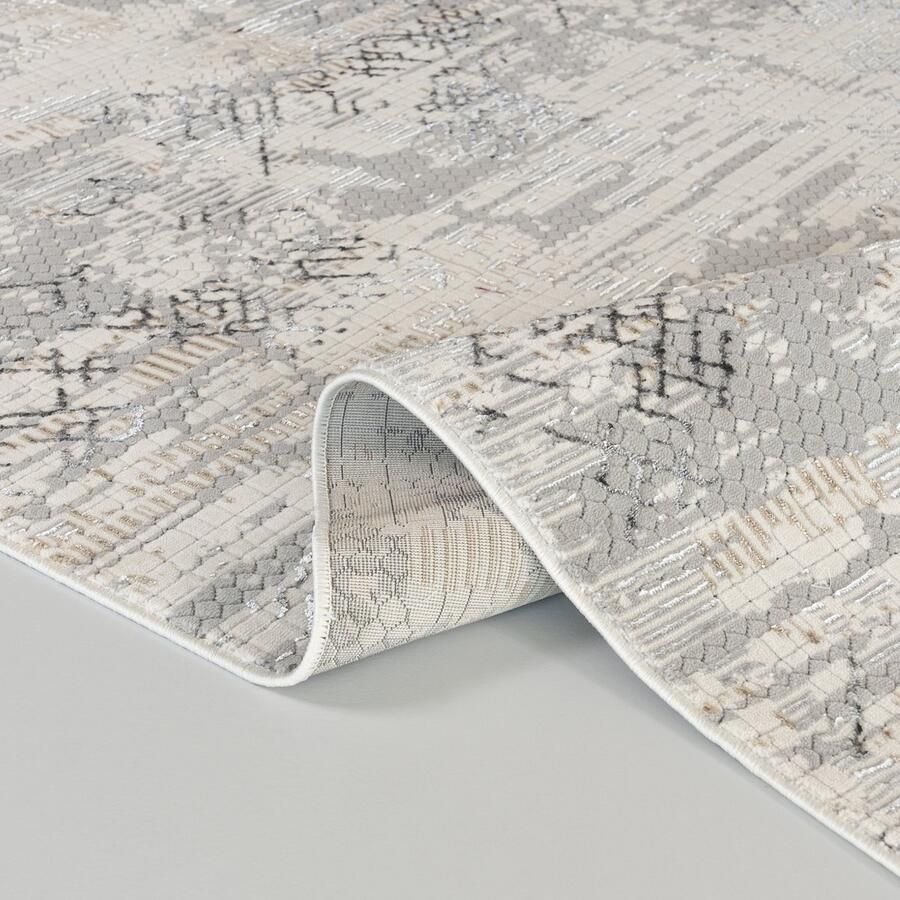 Mazovia Tapijt Bruin Modern Abstract Woonkamer Rechthoek Voeten Vloerverwarming Machinewasbaar OEKO-TEX Certificaat Elegant Ecru Grijs 140 x 200 cm