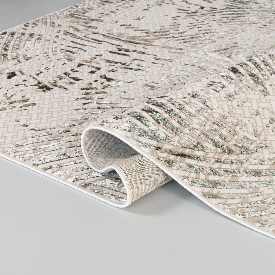 Mazovia Tapijt Bruin Modern Abstract Woonkamer Rechthoek Voeten Vloerverwarming Machinewasbaar OEKO-TEX Certificaat Elegant Crème Groen 200 x 300 cm