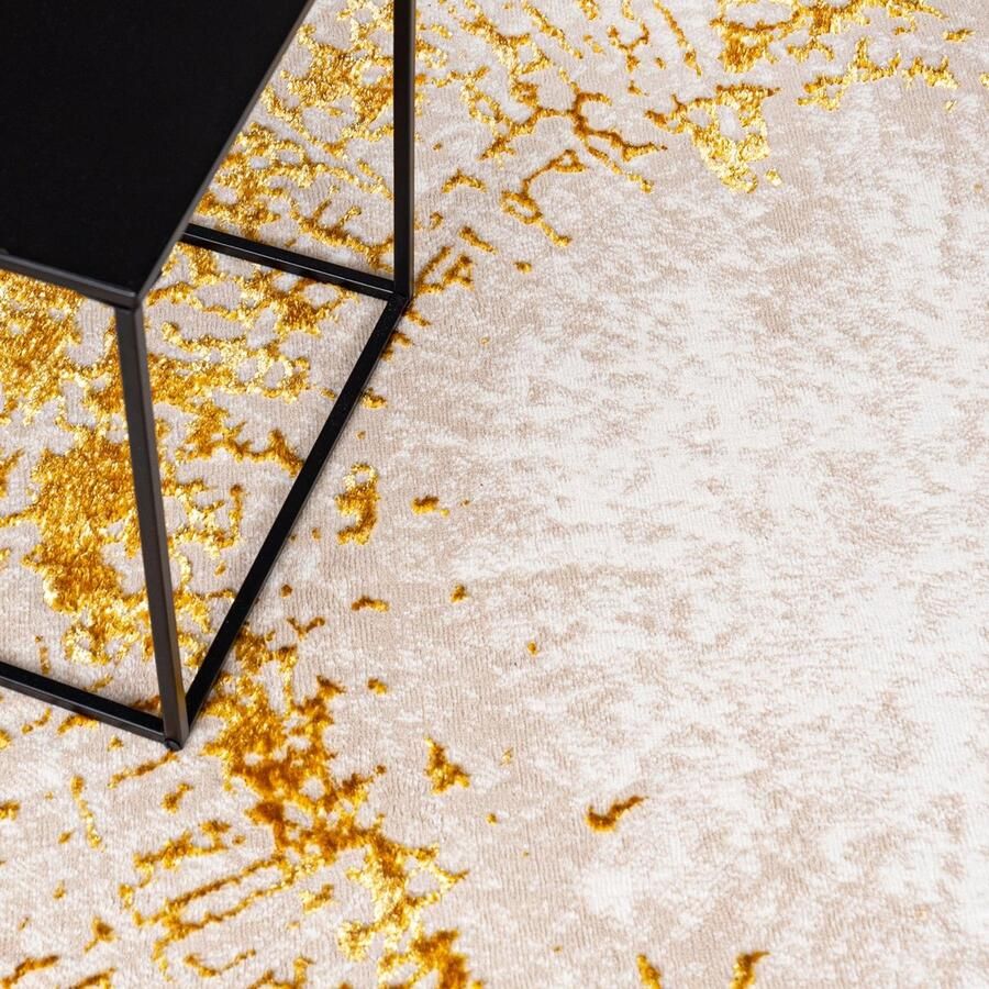 Mazovia Tapijt Grafiet Glamour Modern Abstract Modern Woonkamer Rechthoek Voeten Vloerverwarming OEKO-TEX Certificaat Grijs Gouden 80 x 150 cm