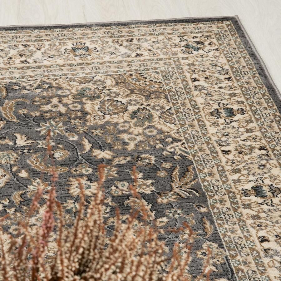 Mazovia Tapijt Grafiet Klassiek Traditioneel Symmetrisch patroon Woonkamer Rechthoek Voeten Vloerverwarming OEKO-TEX Certificaat Grijs 180 x 250 cm