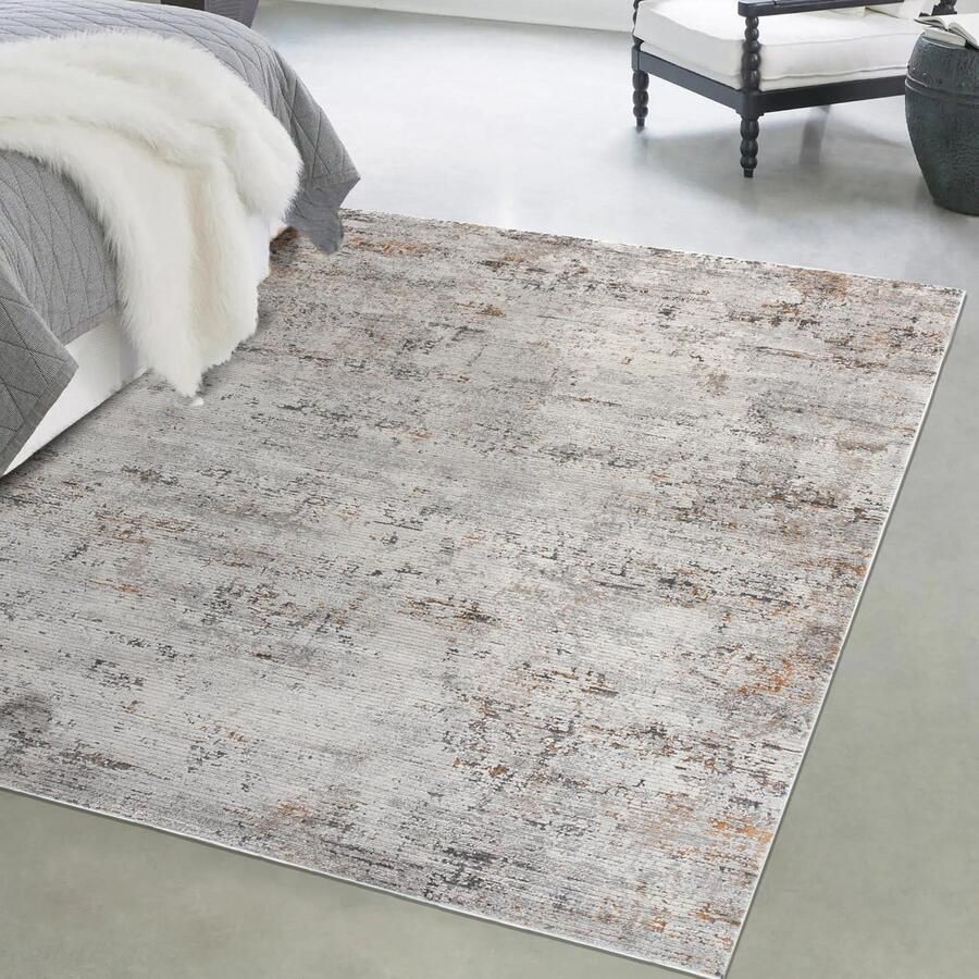 Mazovia Tapijt Grafiet Modern Abstract Vintage Woonkamer Rechthoek Voeten Vloerverwarming OEKO-TEX Certificaat Abstract Vintage Grijs 200 x 300 cm