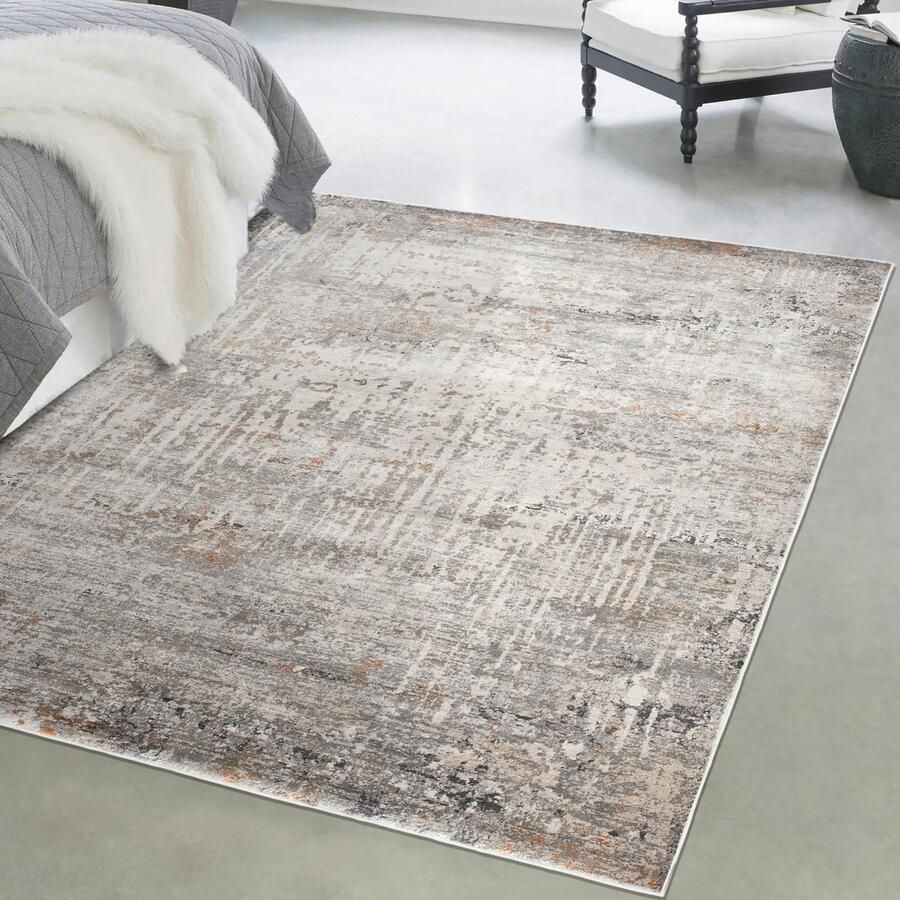 Mazovia Tapijt Grafiet Modern Abstract Vintage Woonkamer Rechthoek Voeten Vloerverwarming OEKO-TEX Certificaat Abstract Grijs 200 x 300 cm