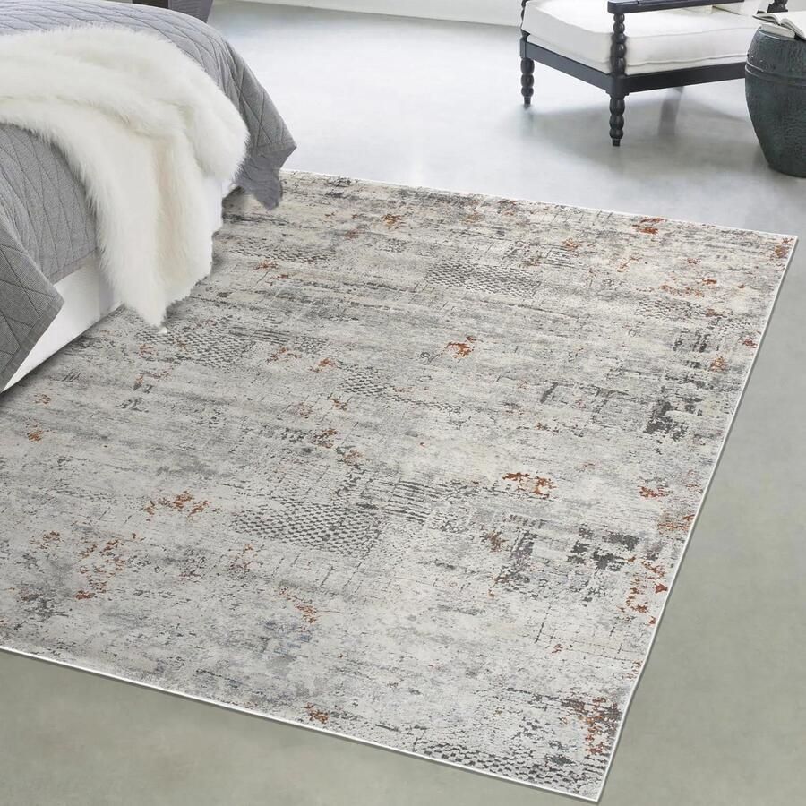 Mazovia Tapijt Grafiet Modern Abstract Vintage Woonkamer Rechthoek Voeten Vloerverwarming OEKO-TEX Certificaat Traditioneel Oosters Grijs 80 x 150 cm