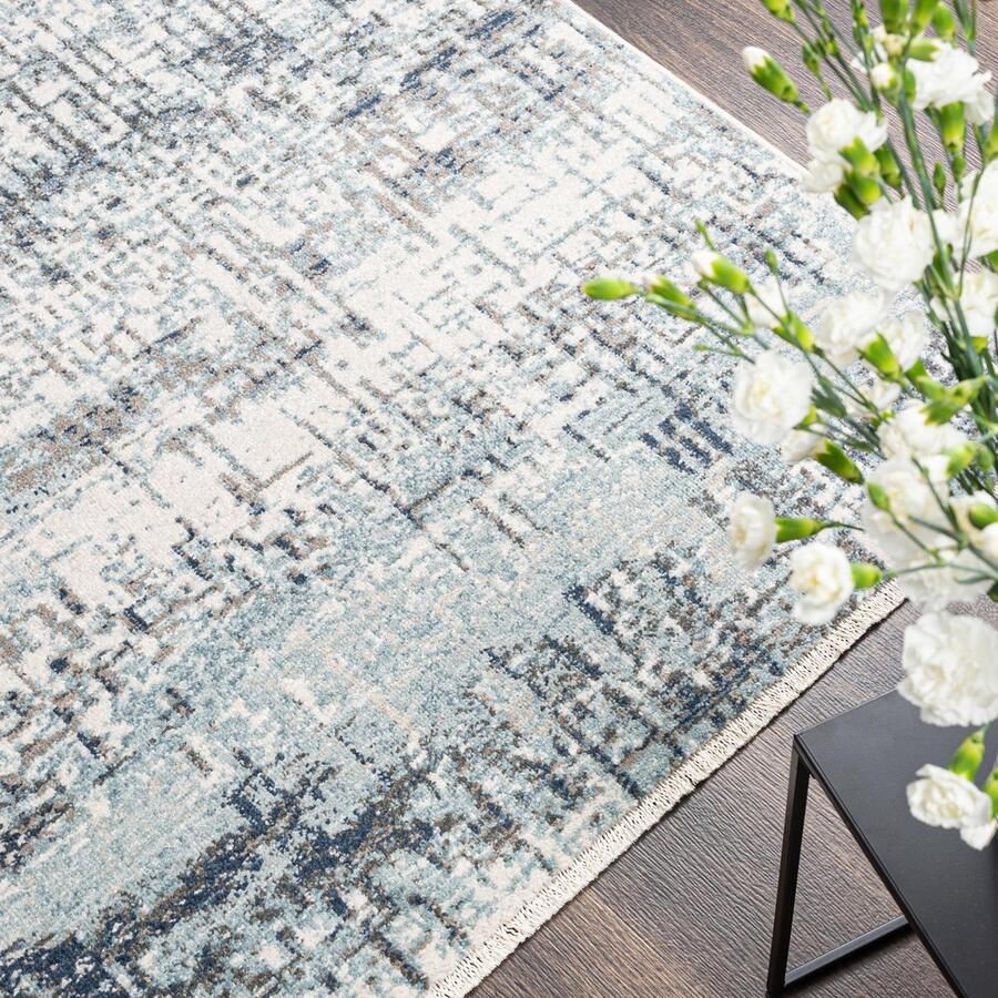 Mazovia Tapijt Grafiet Modern Abstract Woonkamer Rechthoek Voeten Vloerverwarming OEKO-TEX Certificaat Blauw Grijs 120 x 170 cm