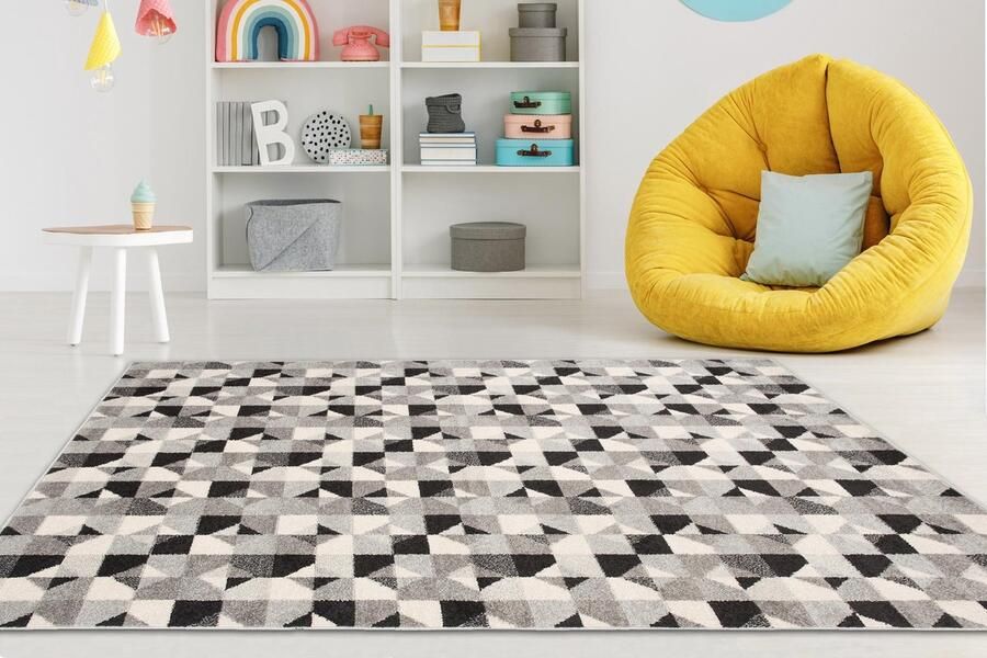 Mazovia Tapijt Grafiet Modern Figuren en Vormen Woonkamer Rechthoek Voeten Vloerverwarming OEKO-TEX Certificaat Grijs 300 x 400 cm