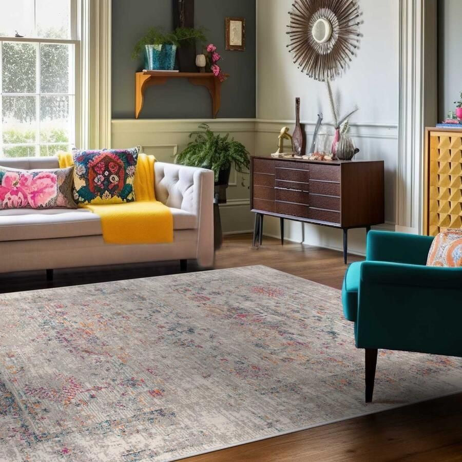 Mazovia Tapijt Grafiet Oosters Vintage Abstract Woonkamer Rechthoek Voeten Vloerverwarming OEKO-TEX Certificaat Grijs 300 x 400 cm