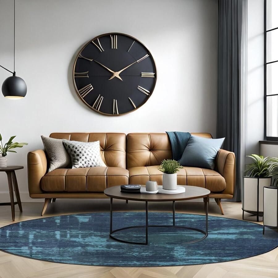 Mazovia Tapijt Groen Modern Abstract Woonkamer Rond Voeten Vloerverwarming Machinewasbaar OEKO-TEX Certificaat 120 x 120 cm