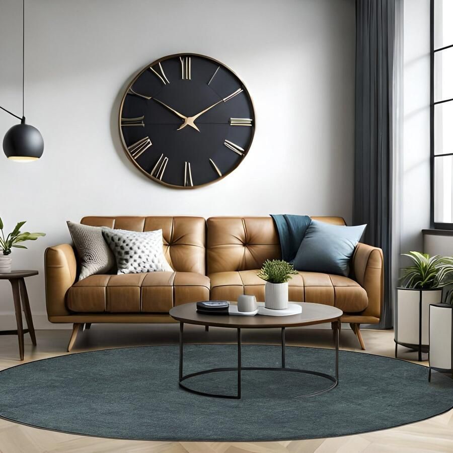 Mazovia Tapijt Groen Modern Effen Woonkamer Rond Voeten Vloerverwarming Machinewasbaar OEKO-TEX Certificaat 120 x 120 cm