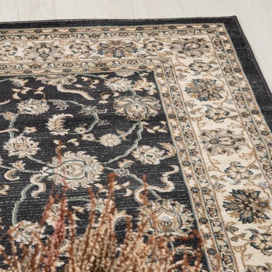 Mazovia Tapijt Zwart Klassiek Symmetrisch patroon Woonkamer Rechthoek Voeten Vloerverwarming OEKO-TEX Certificaat 140 x 200 cm