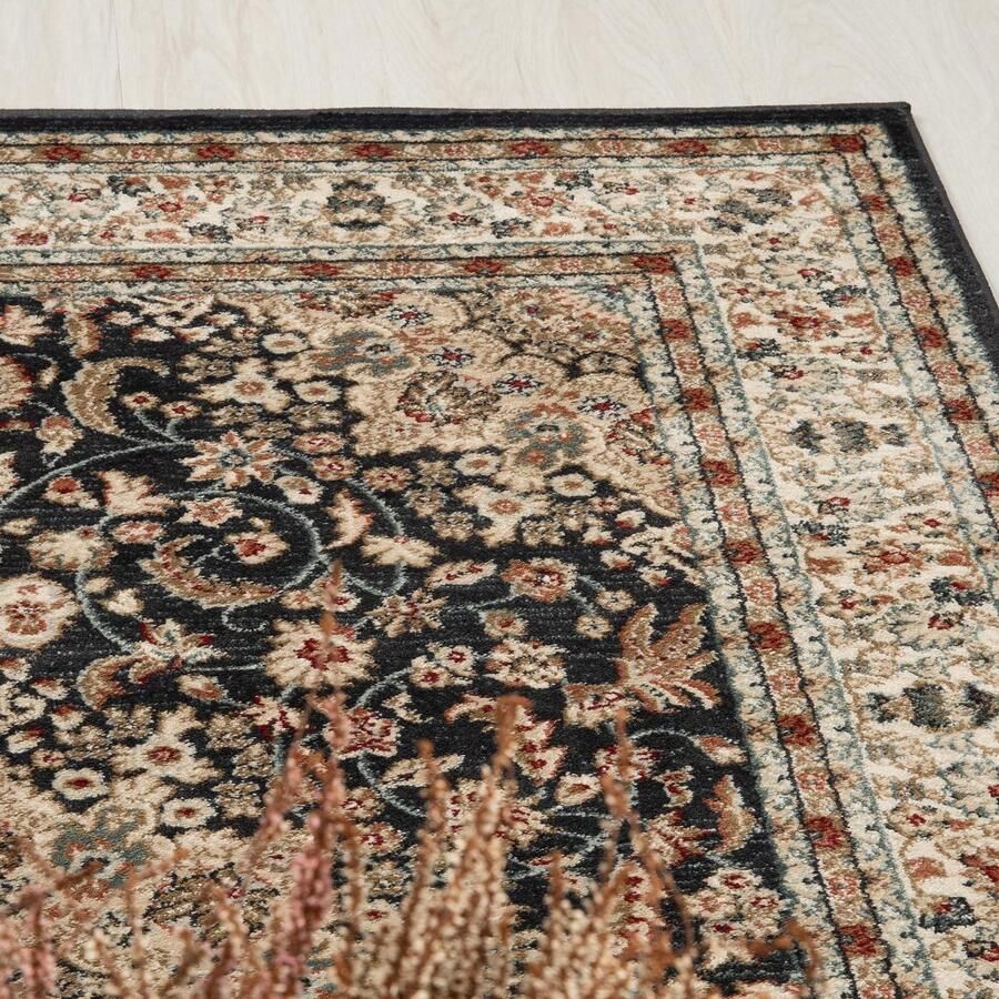 Mazovia Tapijt Zwart Klassiek Symmetrisch patroon Woonkamer Rechthoek Voeten Vloerverwarming OEKO-TEX Certificaat Grafiet Grijs 100 x 200 cm