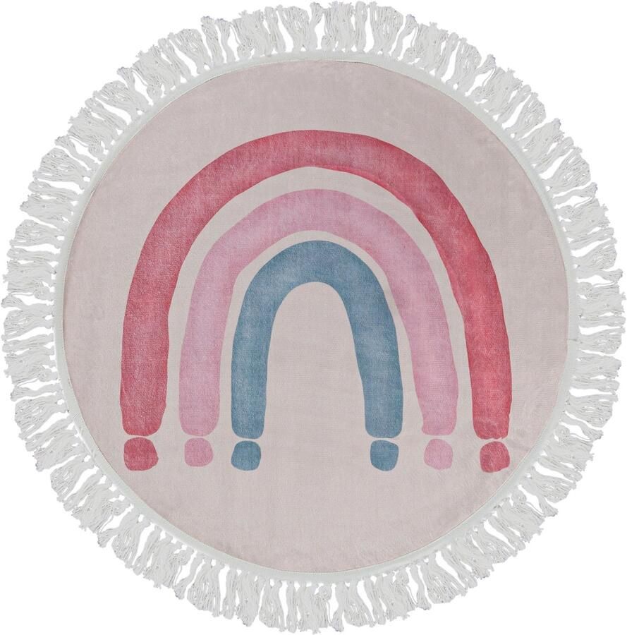 Mazovia Vloerkleed Beige Rond Kinderen Kinderkamer Kortpolig Rond OEKO-TEX� 100 x 100 Kinderen