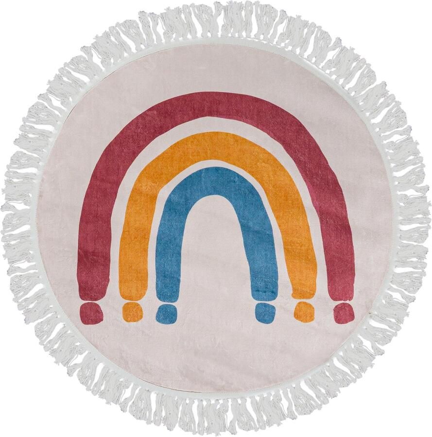 Mazovia Vloerkleed Beige Rond Kinderen Kinderkamer Kortpolig Rond OEKO-TEX� 120 x 120 Kinderen