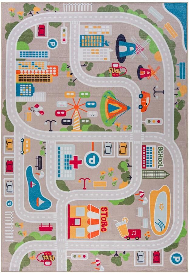 Mazovia Vloerkleed Kleurrijk Rechthoek Steden Kinderkamer Kortpolig Rechthoek OEKO-TEX� 80 x 150 Steden