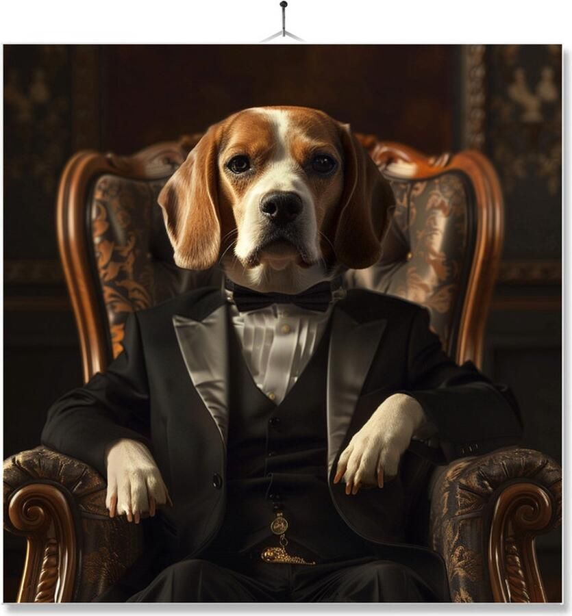 MC Living Tegel Met Opdruk Geschenk Dier Op Stoel In Pak Beagle - Foto 2