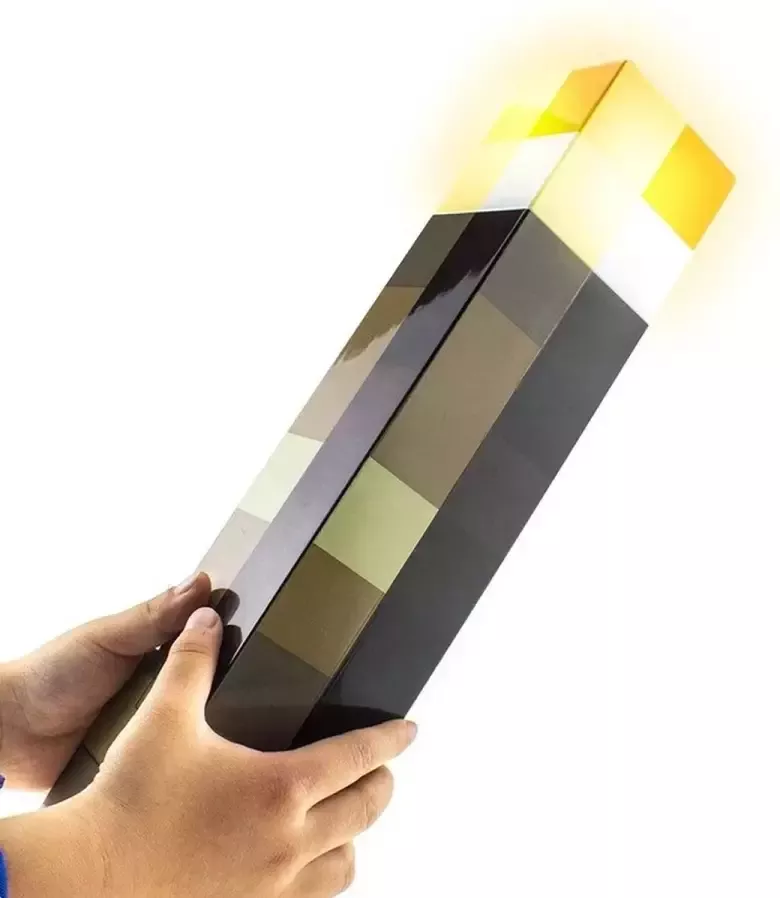MC Minecraft Torch LED Lamp Oplaadbaar Speelgoed Nachtlamp Kinderen Brownstone Torch USB Oplaadbaar 28 cm
