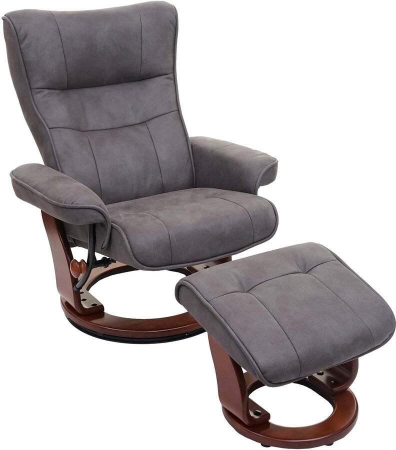 MCA relaxfauteuil Montreal TV-fauteuil kruk stof textiel 130kg belastbaar ~ donkergrijs walnootkleurig