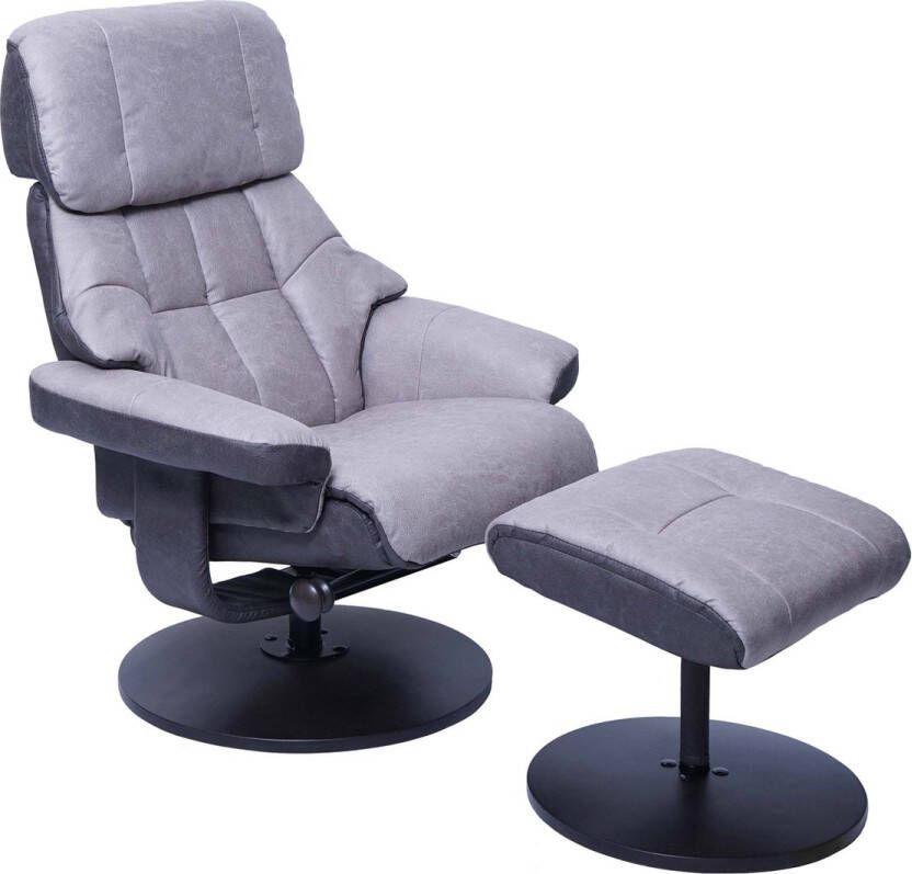 MCA Relaxfauteuil MCW-F21 TV-fauteuil kruk stof textiel 110kg belastbaar ~ grafiet-lichtgrijs