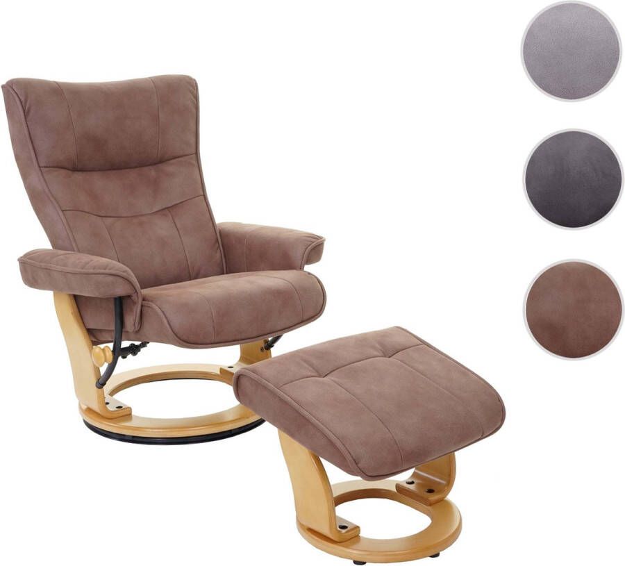 MCA relaxfauteuil Montreal TV-fauteuil kruk stof textiel 130kg belastbaar ~ antiek bruin natuurlijk bruin