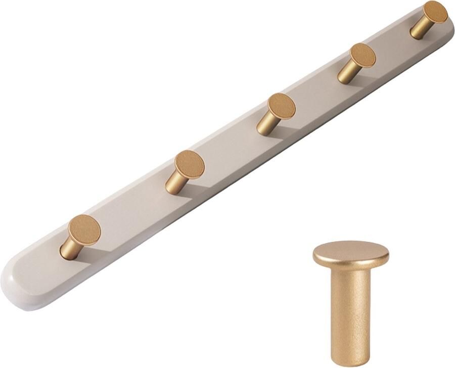 MCBOSON Kapstok-5 haken 50 cm enkele rij ronde knoophaken kleerhanger hangende design wandkapstok handdoekenrek lichte luxe en eenvoud grijs