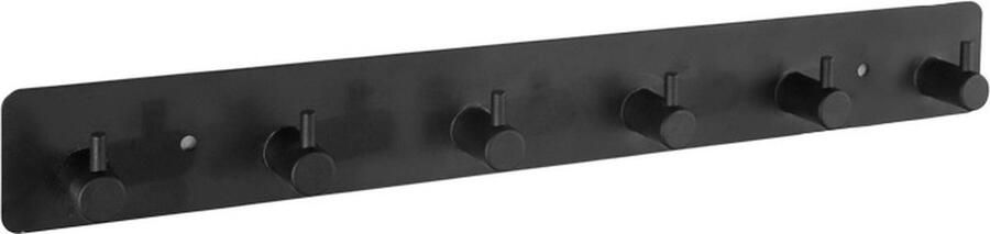 MCBOSON Kapstok RVS Kapstok 6 haaks 37 cm Mat Zwart Wandkapstok Hangende Design Muurkapstok Handdoekrek Zelfklevend RVS Zelfklevende haakjes