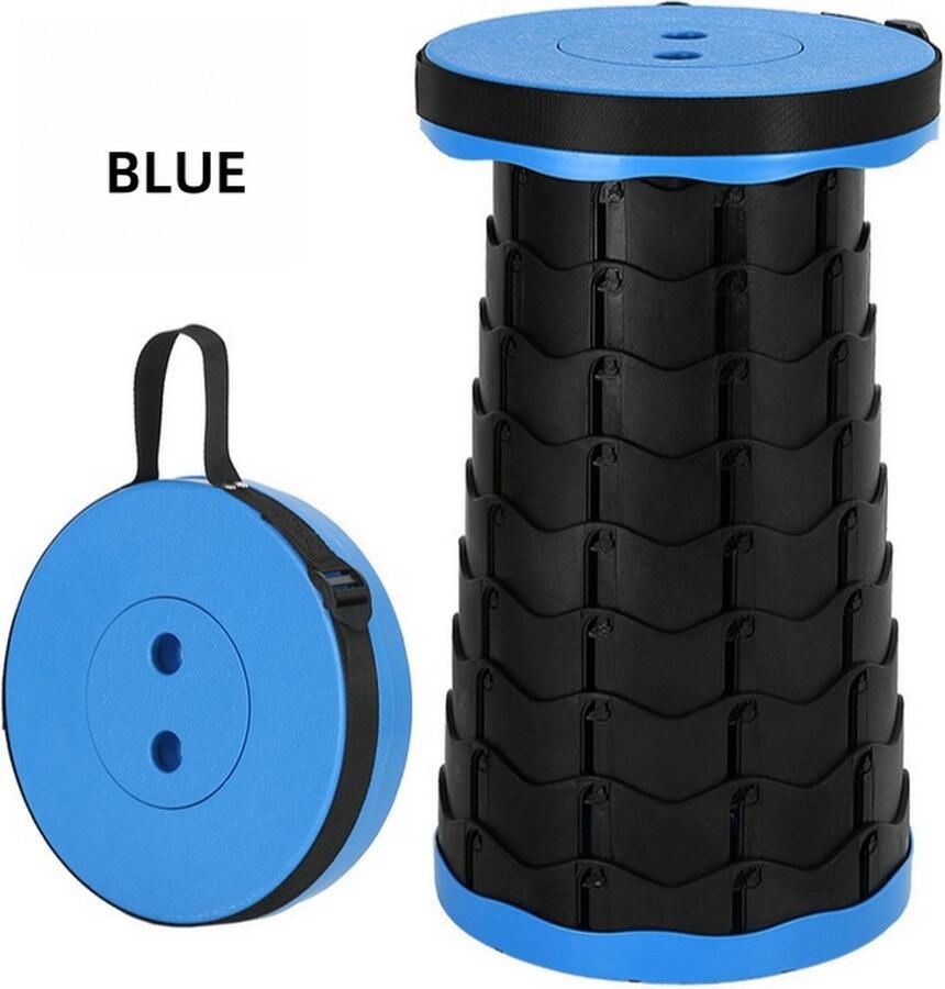 MCBOSON Krukje Kruk Draagbare telescopische kruk verstelbare plastic kruk Opvouwbare kruk Visstoel Opstapkrukje Kampeerkruk blauw