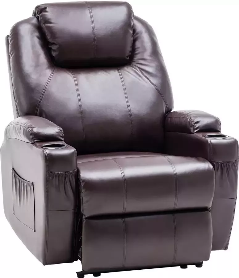 MARA Monkey's Elektrische Massagestoel Relax stoel Chill stoel Bruin Kunstleer Tv stoel Warmtefunctie Lig en trilfunctie 92 x 92 x 109 cm