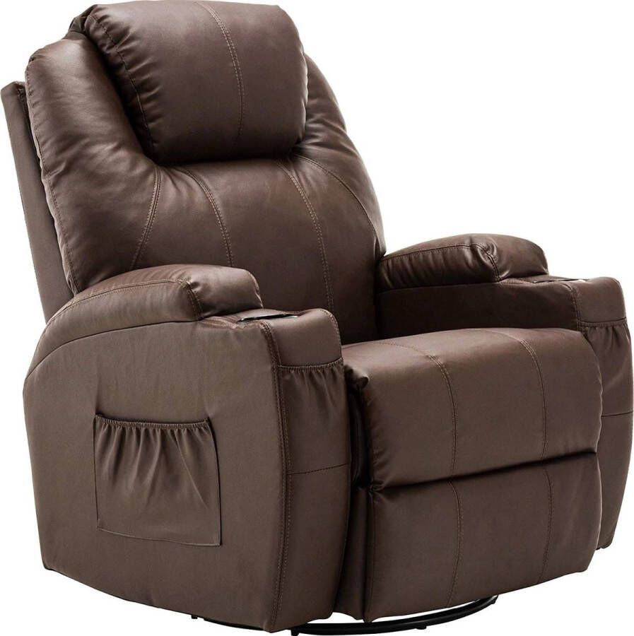 MCombo Bobby's Elektrische Massagestoel Relax stoel Chill stoel Bruin Tv stoel Sta Op Functie Warmtefunctie Lig en trilfunctie 100 x 92 x 109 cm