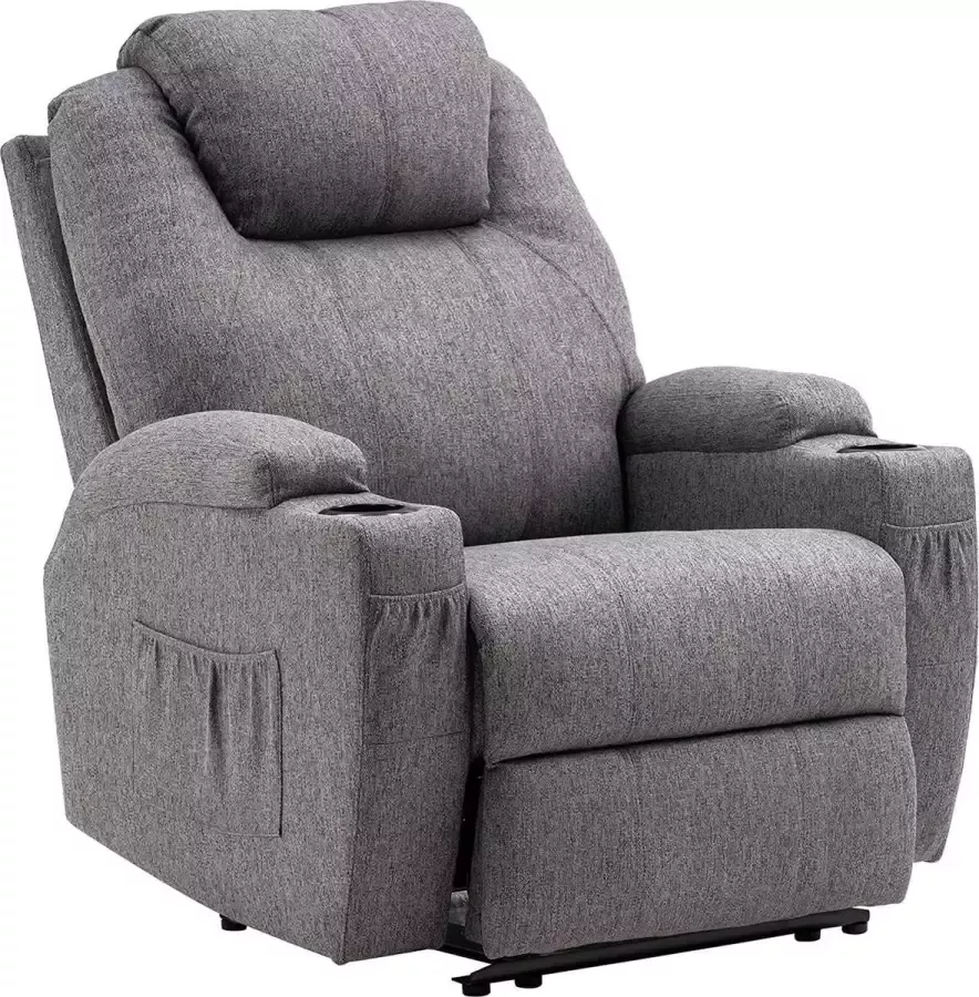 MCombo Bobby's Elektrische Massagestoel Relax stoel Chill stoel Grijs Tv stoel Warmtefunctie Lig en trilfunctie 92 x 92 x 109 cm