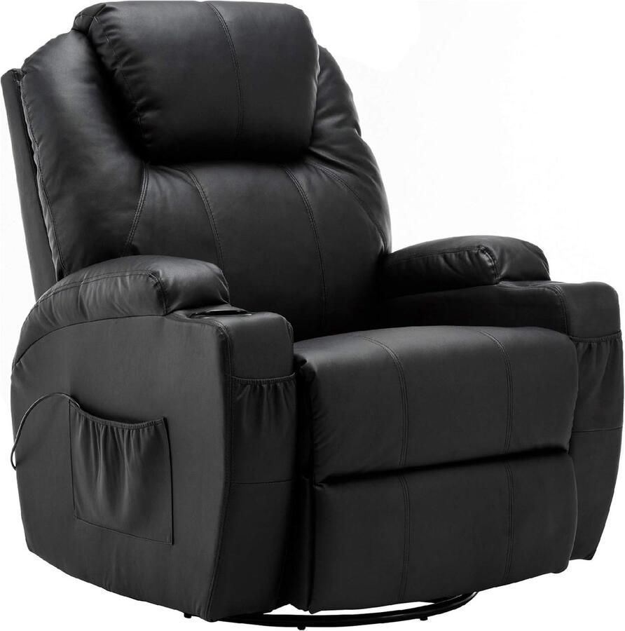 MCombo 7020 Massage Fauteuil TV met Verwarming – Draaibaar & Wipfunctie – Handmatig Verstelbaar – Zwart