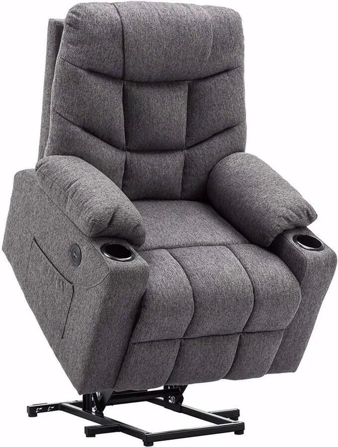 MCombo 7286 Elektrische Sta-Op Relaxfauteuil – Grijs Stof