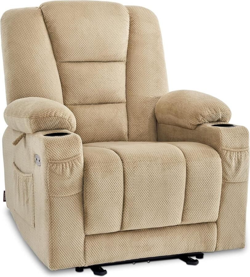 MCombo Elektrische Relaxstoel met Ligfunctie Massage & Verwarming TV Stoel Beige