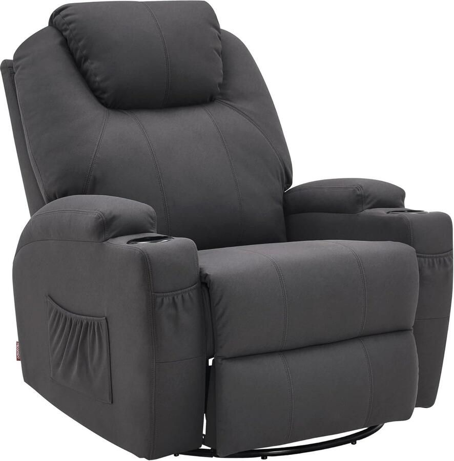 MCombo Massagestoel 7020 – Zwart Kunstleer – Draaibare Relaxstoel met Verwarming & Massagefunctie