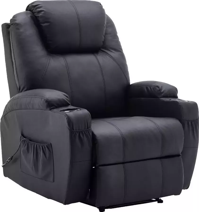 MARA Monkey's Elektrische Massagestoel Relax stoel Chill stoel Zwart Kunstleer Tv stoel Warmtefunctie Lig en trilfunctie 92 x 92 x 109 cm - Foto 1