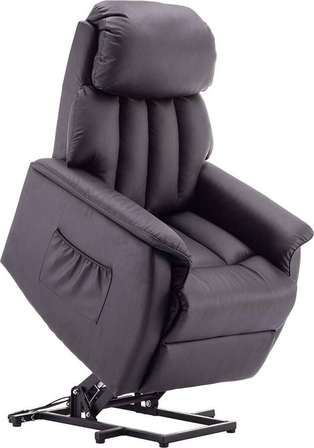 MCombo Monkey's Luxe Elektrische Relax stoel Ligpositie 140 Graden Voetensteun Chill stoel USB Aansluiting Zwart Kunstleer Retro Tv stoel Sta Op Functie -‎ 77 x 72 x 110 cm