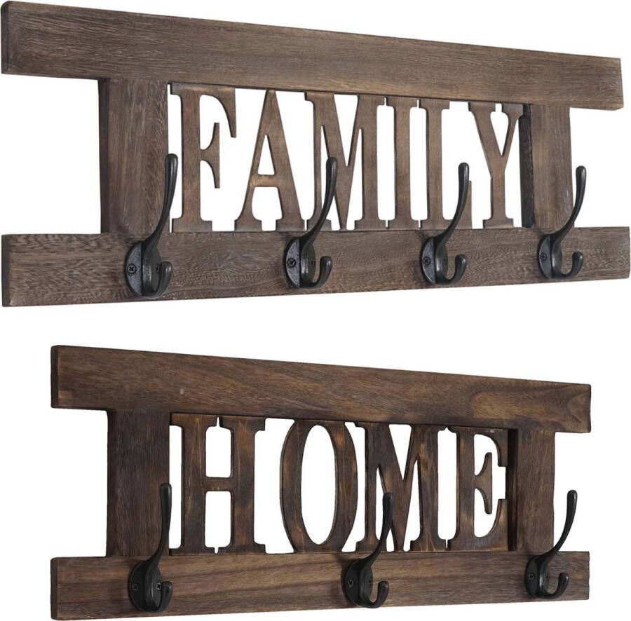 MCW 2er Wandgarderoben Set -C60 Home+Family Garderobenpaneel Shabby-Look Vintage ~ braun shabby