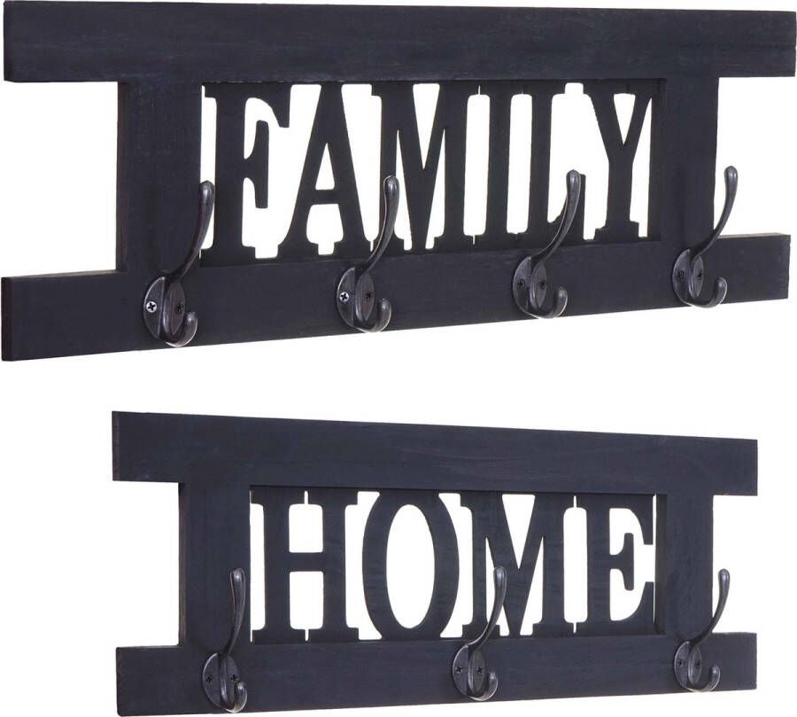 MCW 2er Wandgarderoben Set -C60 Home+Family Garderobenpaneel Shabby-Look Vintage ~ dunkelgrau