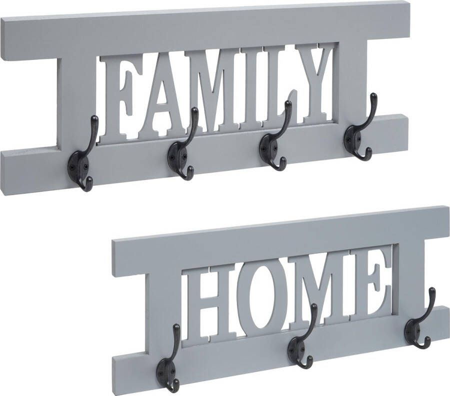 MCW 2-delige wandkapstokset -C60 Home+Family kapstokpaneel shabby look vintage ~ grijs-blauw