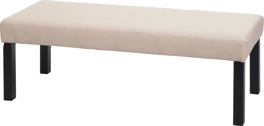 MCW Bank Gestoffeerde bank M37 kunstleer ~ 120x43x49 cm crème donkere poten