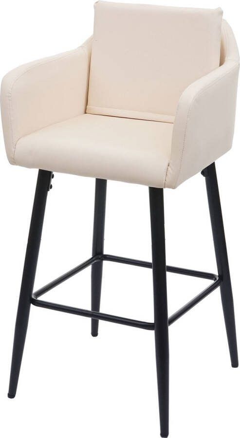 MCW Barkruk -H93 barkruk tegenkruk metalen voetensteun ~ kunstleer crème-beige