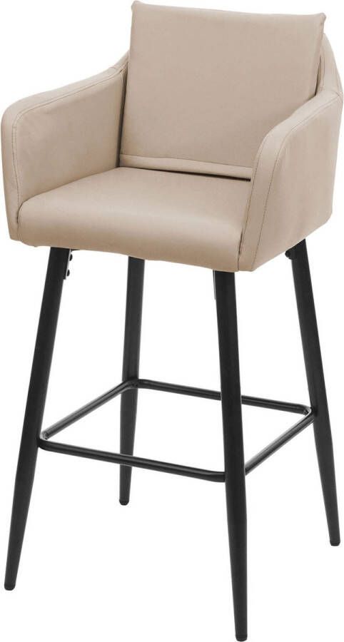 MCW Barkruk -H93 barkruk tegenkruk metalen voetensteun ~ kunstleer taupe-beige