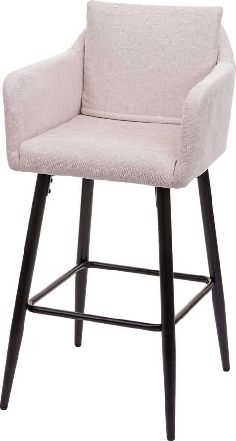 MCW Barkruk -H93 barkruk tegenkruk metalen voetensteun ~ stof textiel crème-beige