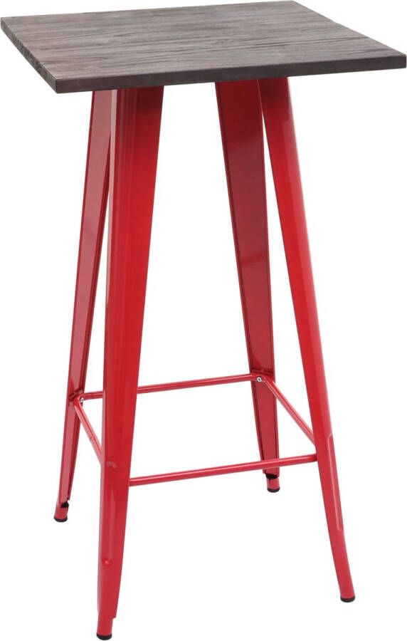 MCW Bartafel -A73 incl. houten tafelblad bistrotafel bartafel metaal industrieel ontwerp 107x60x60cm ~ rood