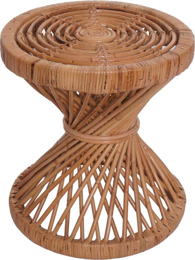 MCW Bijzettafel -M31 bloementafel rotan salontafel rond 43x38x38cm naturel Kubu rotan