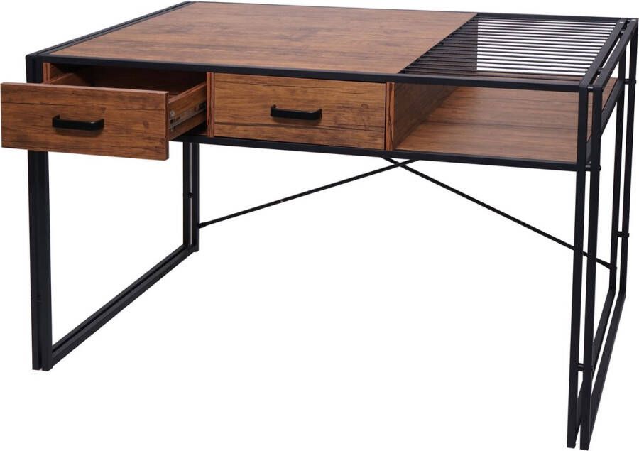 MCW Bureau -H91 bureautafel computerbureau industrieel 76x120x70cm ~ bruin