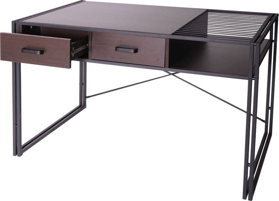 MCW Bureau -H91 bureautafel computerbureau industrieel 76x120x70cm ~ donkerbruin