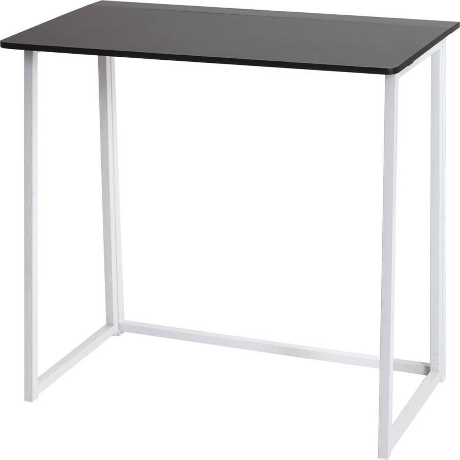 MCW Bureau -K67 inklapbaar consoletafel klaptafel laptoptafel opbergtafel 80x45cm metaal MDF ~ wit zwart
